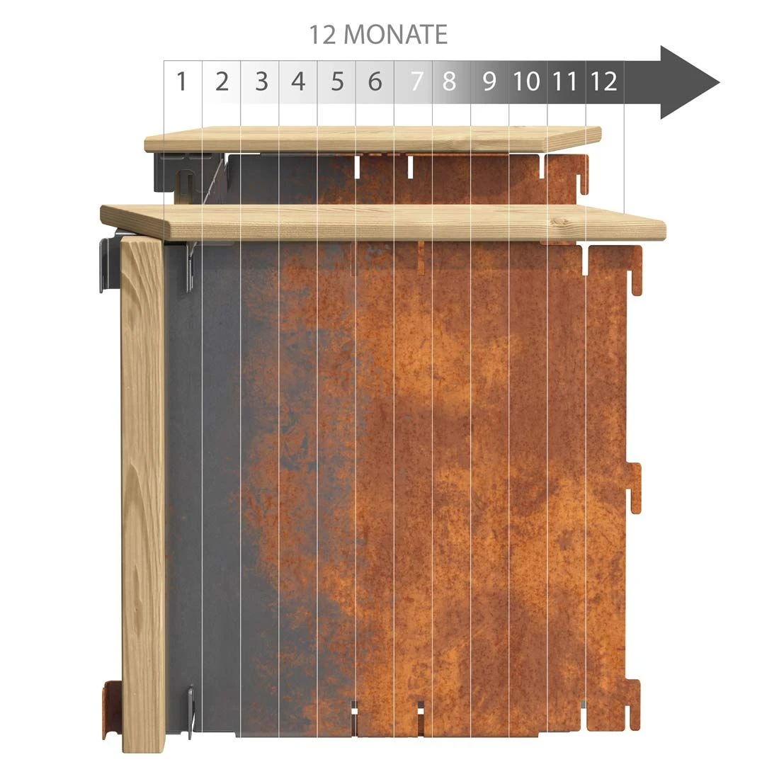 DJES Hochbeet Verlängerungsset Kurz Stahl/Fichte Grau 7 DJES Hochbeet Verlängerungsset Kurz Stahl/Fichte Grau – Bild 7