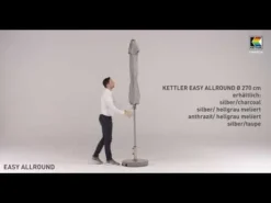 Kettler Easy Allround Stockschirm Ø270cm Aluminium/Polyester Silber/Charcoal