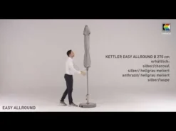 Kettler Easy Allround Stockschirm Ø270cm Aluminium/Polyest Silber/Hellgrau Meliert