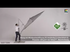 Kettler Easy Turn Ampelschirm 300x300cm Aluminium/Polyester Silber/Charcoal