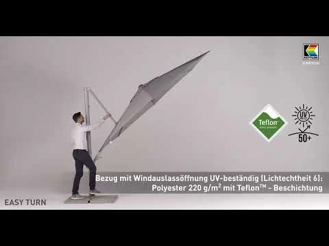 Kettler Easy Turn Ampelschirm 300x300cm Aluminium/Polyester Silber/Charcoal 1 Kettler Easy Turn Ampelschirm 300x300cm Aluminium/Polyester Silber/Charcoal