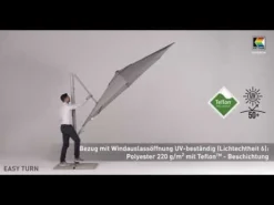 Kettler Easy Turn Ampelschirm 300x300cm Alu/Polyester Silber/Hellgrau Meliert