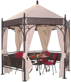MBM Romeo Romantik Gartenpavillon Schmiedeeisen Marone