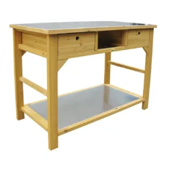 Habau Gartentisch/Pflanztisch 110x55 Cm Mit Schubladen Spießtanne/Blech Braun