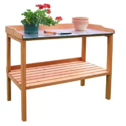 Habau Pflanztisch Mit Verzinkter Arbeitsplatte Holz/Blech Braun