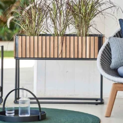 Cane-Line Combine Pflanzgefäß 83x62x28cm Teak/Alu Natur/Lava Grey -Dopptler Geschaft cane line combine pflanzgefaess 53x53x40cm teak alu 1463498 4