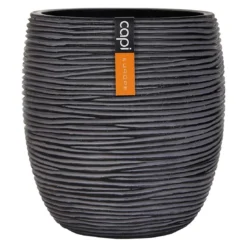 Capi Nature Rib Pflanztopf Ø14x17,3cm Schwarz