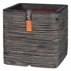 Capi Riffle Pflanztopf 40x40x40 Cm Kunststoff Anthrazit