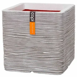 Capi Nature Rib Pflanztopf 40x40x40 Cm Kunststoff Elfenbein