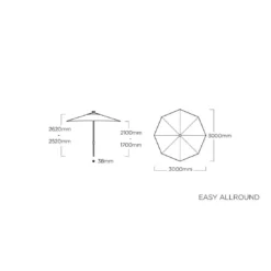 Kettler Easy Allround LED Stockschirm Ø300cm Alu/Polyester Anthrazit/Hellgrau Meliert -Dopptler Geschaft kettler easy allround led stockschirm o300cm alu polyester anthrazit hellgrau meliert 1306770 3