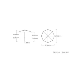 Kettler Easy Allround Stockschirm Ø270cm Aluminium/Polyester Silber/Charcoal -Dopptler Geschaft kettler easy allround stockschirm o270cm aluminium polyest silber charcoal 1289995 5