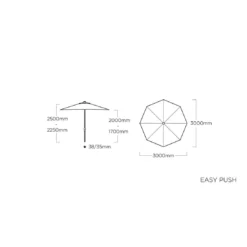 Kettler Easy Push Stockschirm Ø300cm Aluminium/Polyester Silber/Hellgrau Meliert -Dopptler Geschaft kettler easy push stockschirm o300cm aluminium polyester silber hellgrau meliert 1289951 5