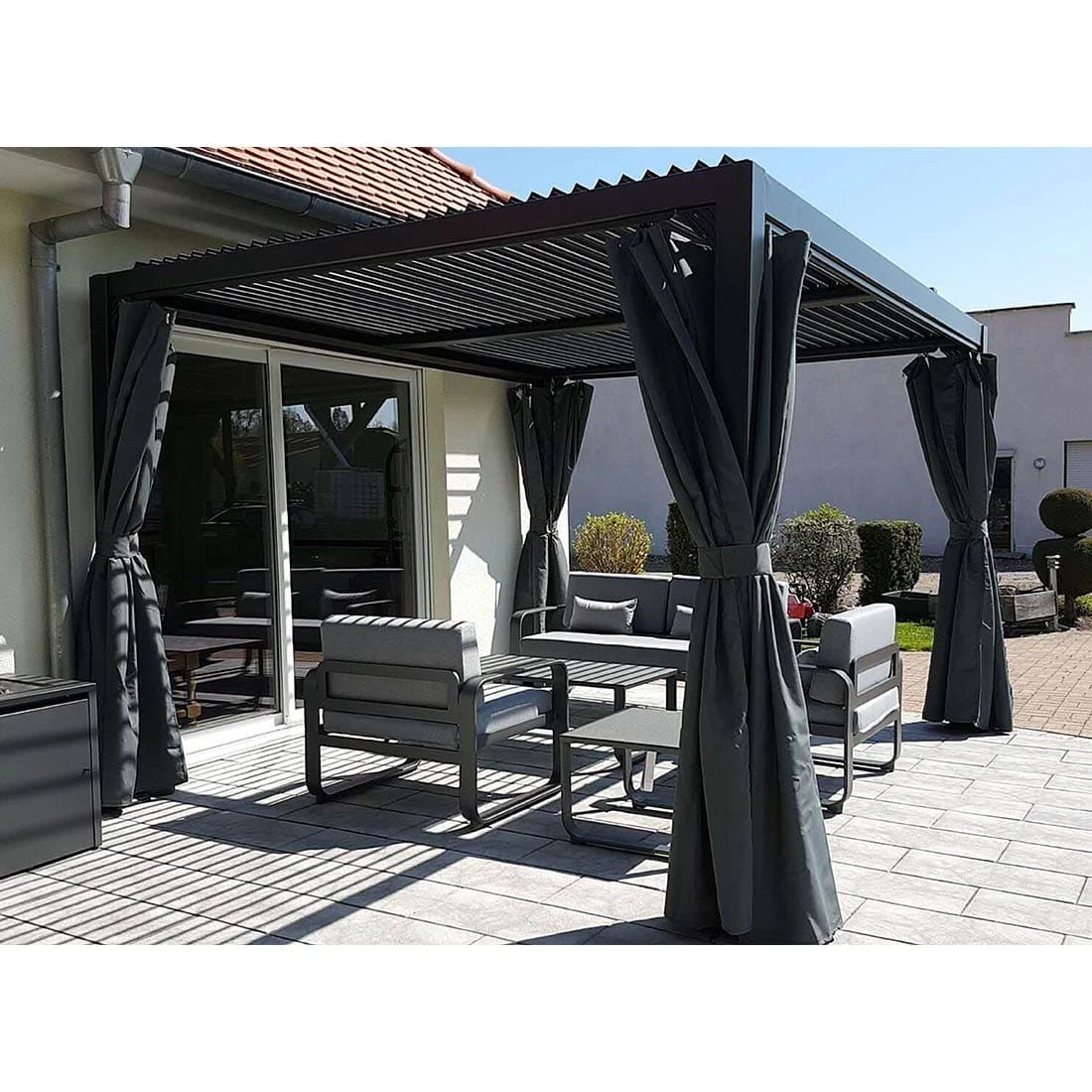 MWH Kiosko Gartenpergola 360cm Aluminium/Polyester Anthrazit 2 MWH Kiosko Gartenpergola 360cm Aluminium/Polyester Anthrazit – Bild 2