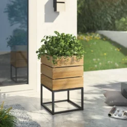 OUTLIV. Flora Pflanztopf 40x41x67cm Schwarz/Wildeiche -Dopptler Geschaft outliv by detlef steves flora pflanztopf 40x41x67cm 1354125 7