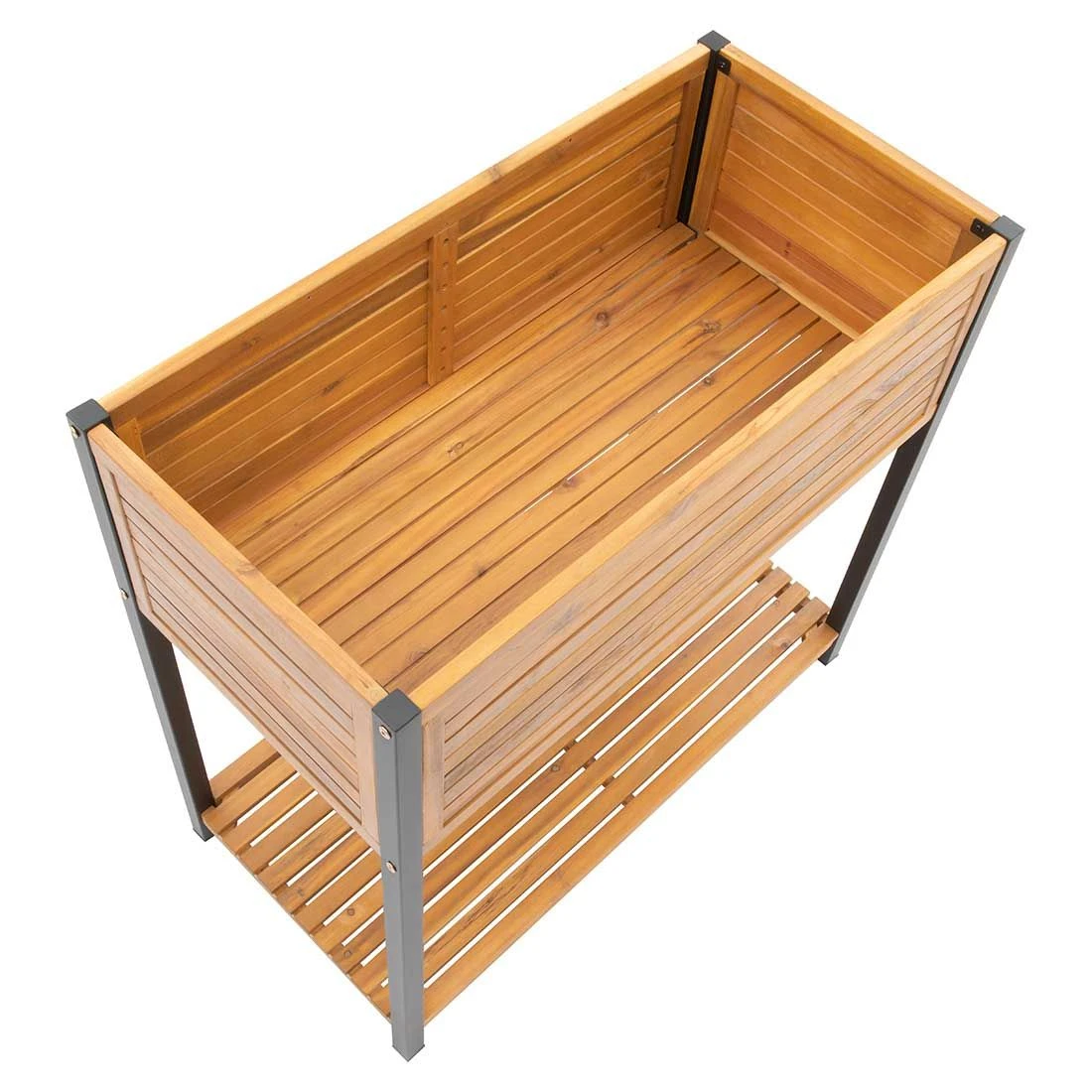 OUTLIV. Bern Hochbeet 90x45x90cm Stahl/Akazie Schwarz/Natur 4 OUTLIV. Bern Hochbeet 90x45x90cm Stahl/Akazie Schwarz/Natur – Bild 4