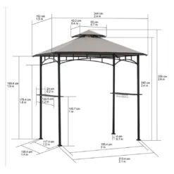 OUTLIV. Gartenpavillon 152x244cm Stahl/Stoff Schwarz/Grau -Dopptler Geschaft outliv pavillon 152x244cm stahl stoff 1396640 4