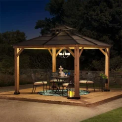 OUTLIV. Pavillon 335x335 Cm Zedernholz/Stahl Braun -Dopptler Geschaft outliv pavillon 335x335 cm zedernholz stahl 1422226 10