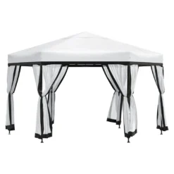 OUTLIV. Gartenpavillon 335x335cm Stahl/Stoff Schwarz/Weiß