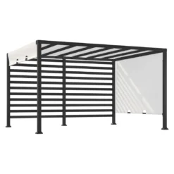 OUTLIV. Gartenpergola 305x366cm Stahl/Stoff Schwarz/Weiß