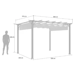OUTLIV. Gartenpergola 366x274 Cm Stahl/Stoff Schwarz/Beige -Dopptler Geschaft outliv pergola 366x274 cm aluminium stoff 1396618 10