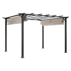OUTLIV. Gartenpergola 366x274 Cm Stahl/Stoff Schwarz/Beige -Dopptler Geschaft outliv pergola 366x274 cm aluminium stoff 1396618 3