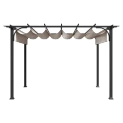 OUTLIV. Gartenpergola 366x274 Cm Stahl/Stoff Schwarz/Beige -Dopptler Geschaft outliv pergola 366x274 cm aluminium stoff 1396618 4