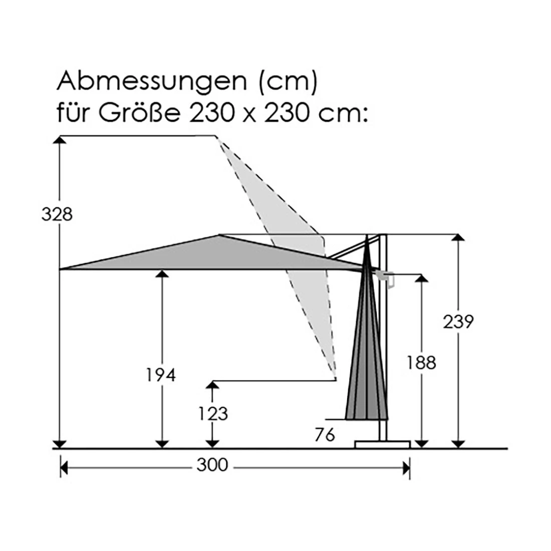 Schneider® Schneider Rhodos Junior Ampelschirm 230x230cm Anthrazit/Rot 3 Schneider® Schneider Rhodos Junior Ampelschirm 230x230cm Anthrazit/Rot – Bild 3