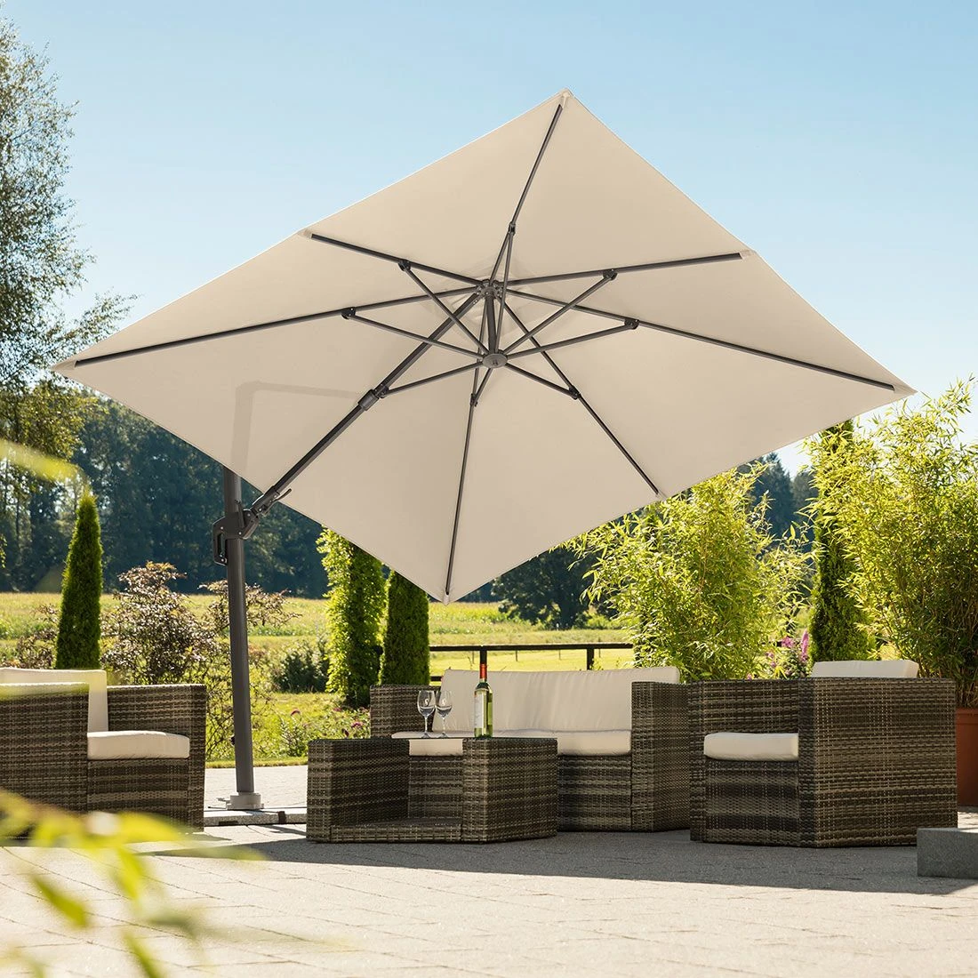 Schneider® Schneider Rhodos Twist Ampelschirm 300x300cm Natur 2 Schneider® Schneider Rhodos Twist Ampelschirm 300x300cm Natur – Bild 2